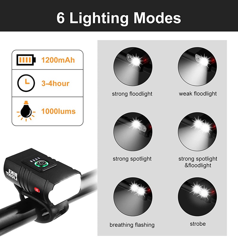 Đèn Pha Trước Và Sau Bằng Hợp Kim Nhôm Chống Nước Cho Xe Đạp