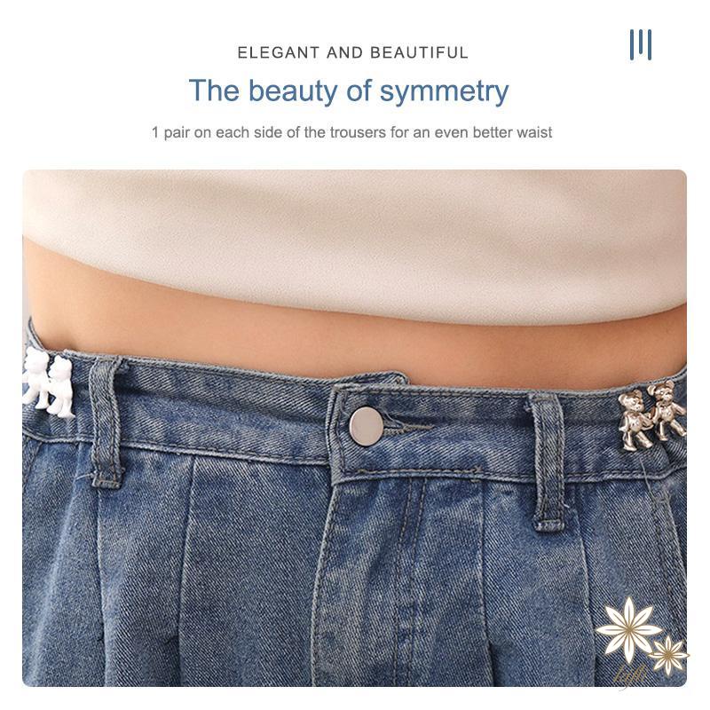 Cặp Nút Hình Gấu Hoạt Hình Dễ Thương Đóng Eo Quần Jean Không Cần Đóng Đinh Có Thể Tháo Rời