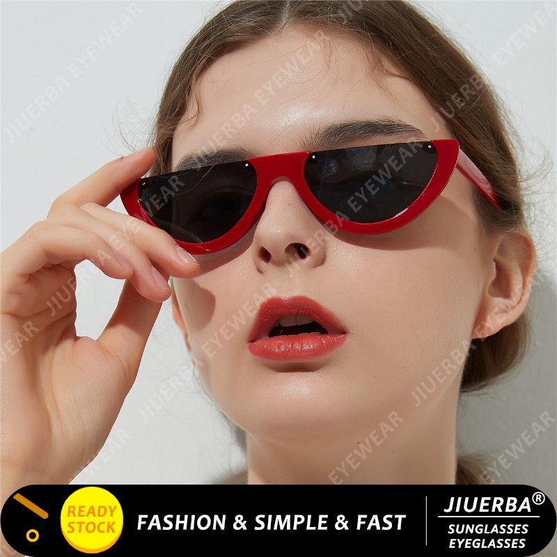 (JIUERBA) Kính Râm Nửa Gọng Nhiều Màu Sắc Thời Trang Hip Hop Phương Tây