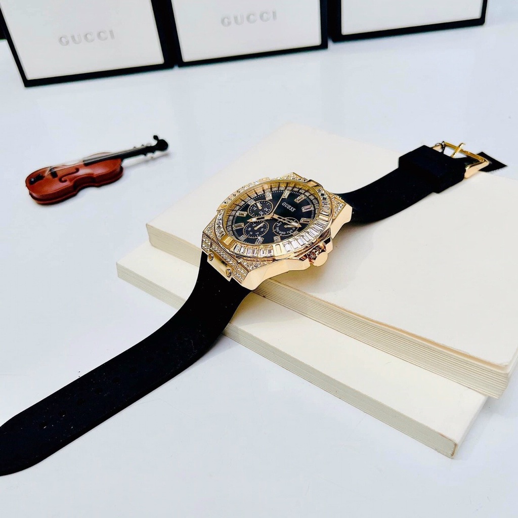 Đồng Hồ Nam Guess GW0208G2 Đính Đá - Dây Silicon - Size 47mm