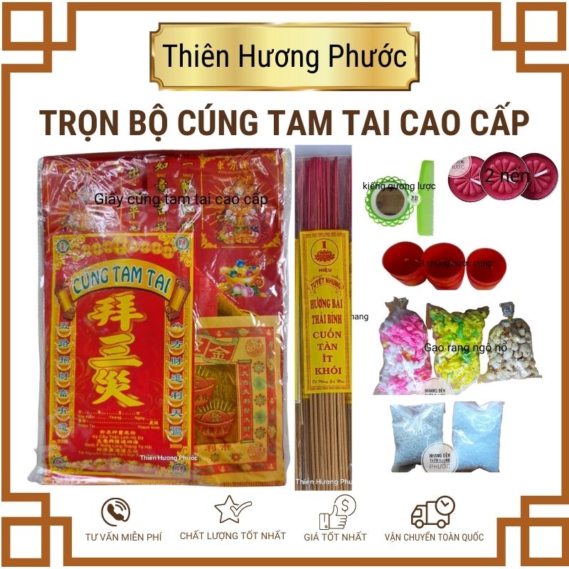 nam nữ gồm gương kiếng cúng nhang giấy cúng tiền vàng nến bánh gạo muối