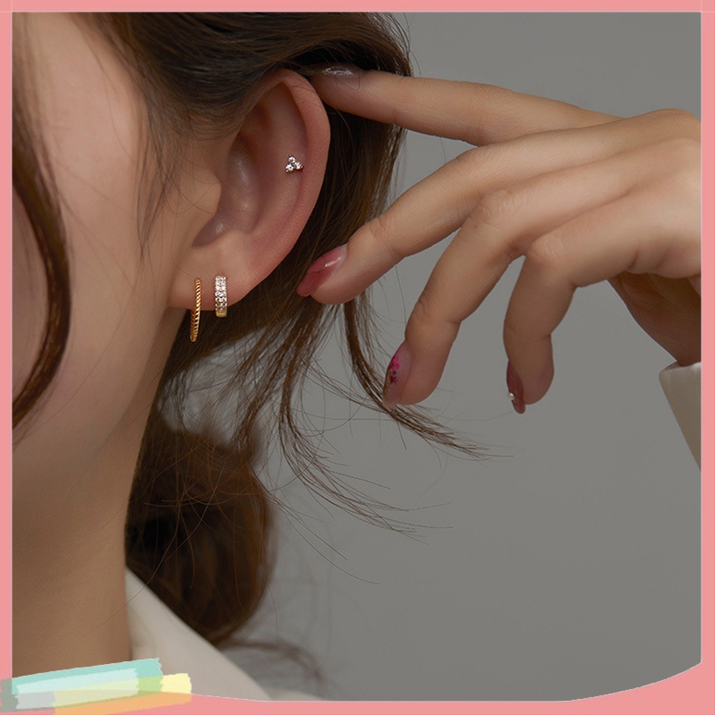 1 đôi khuyên tai hình tròn đính đá thời trang cho nữ