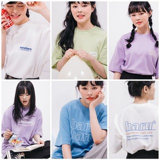 haruharu chữ LOGO in T haru ngắn T cặp vợ chồng Hàn Quốc
