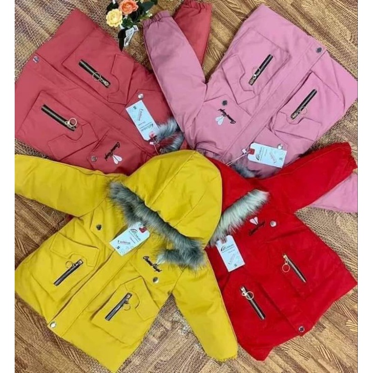 Áo khoác phao dáng dài trần bông dày ấm cho bé gái( 12-19kg)