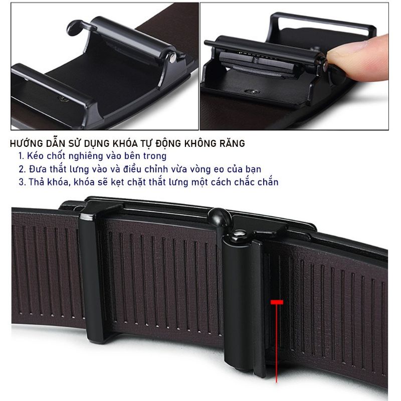 Thắt lưng nam chữ B , dây nịt nam bản nhỏ, nịt da nam khóa tự động thiết kế luôn trong giấu dây