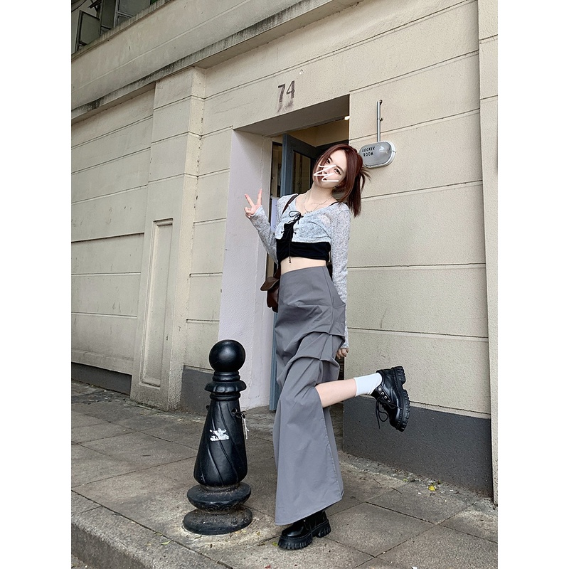 Enjoy Freedom Chân Váy Dáng Chữ A Lưng Cao Thiết Kế Xẻ Tà Xinh Xắn Thời Trang