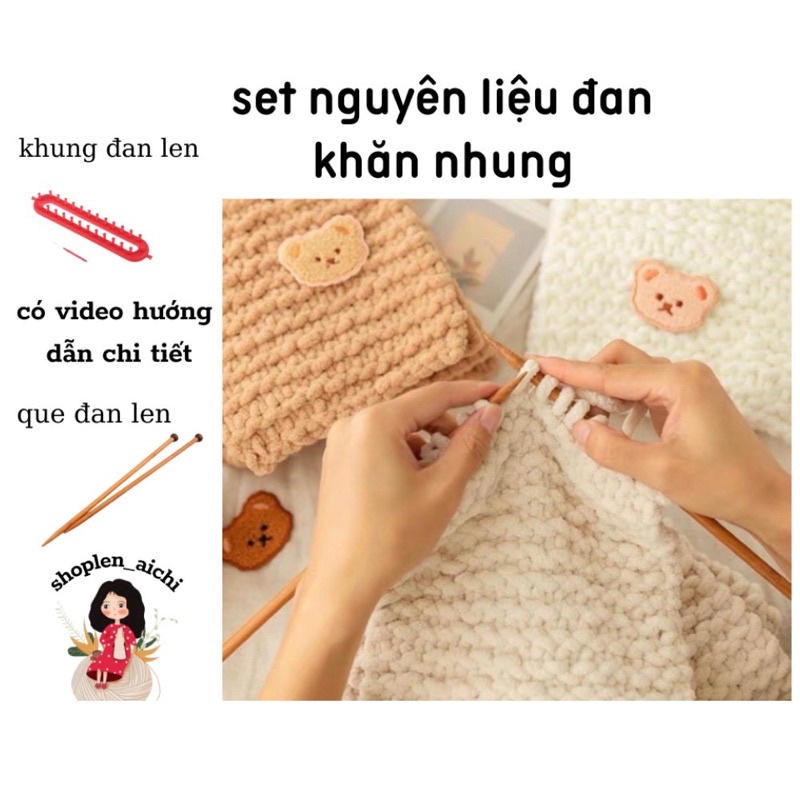 Gói nguyên liệu đan khăn Bông sữa mềm mại [có video hướng dẫn]
