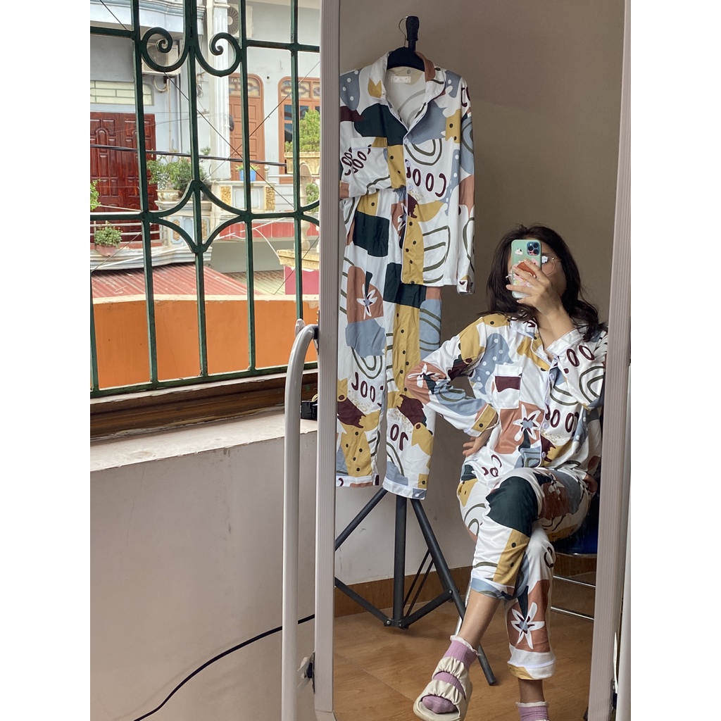 Đồ Ngủ Pizama Hàng Chất Lượng Dễ Thương Phong Cách Hàn Quốc Cho Nữ Tay Dài Họa Tiết Mặc Nhà Hàng Chuẩn Đẹp pj02