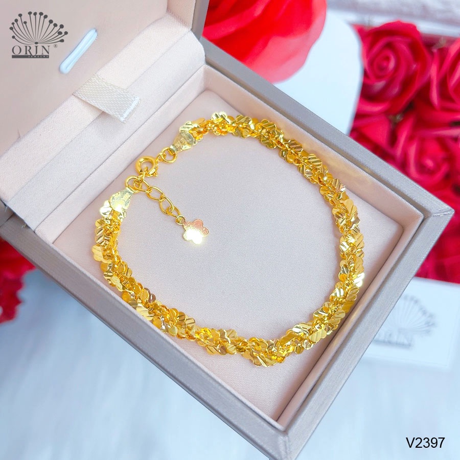 Vòng tay nữ, lắc tay lá xoắn hoa mai cao cấp Orin V2397