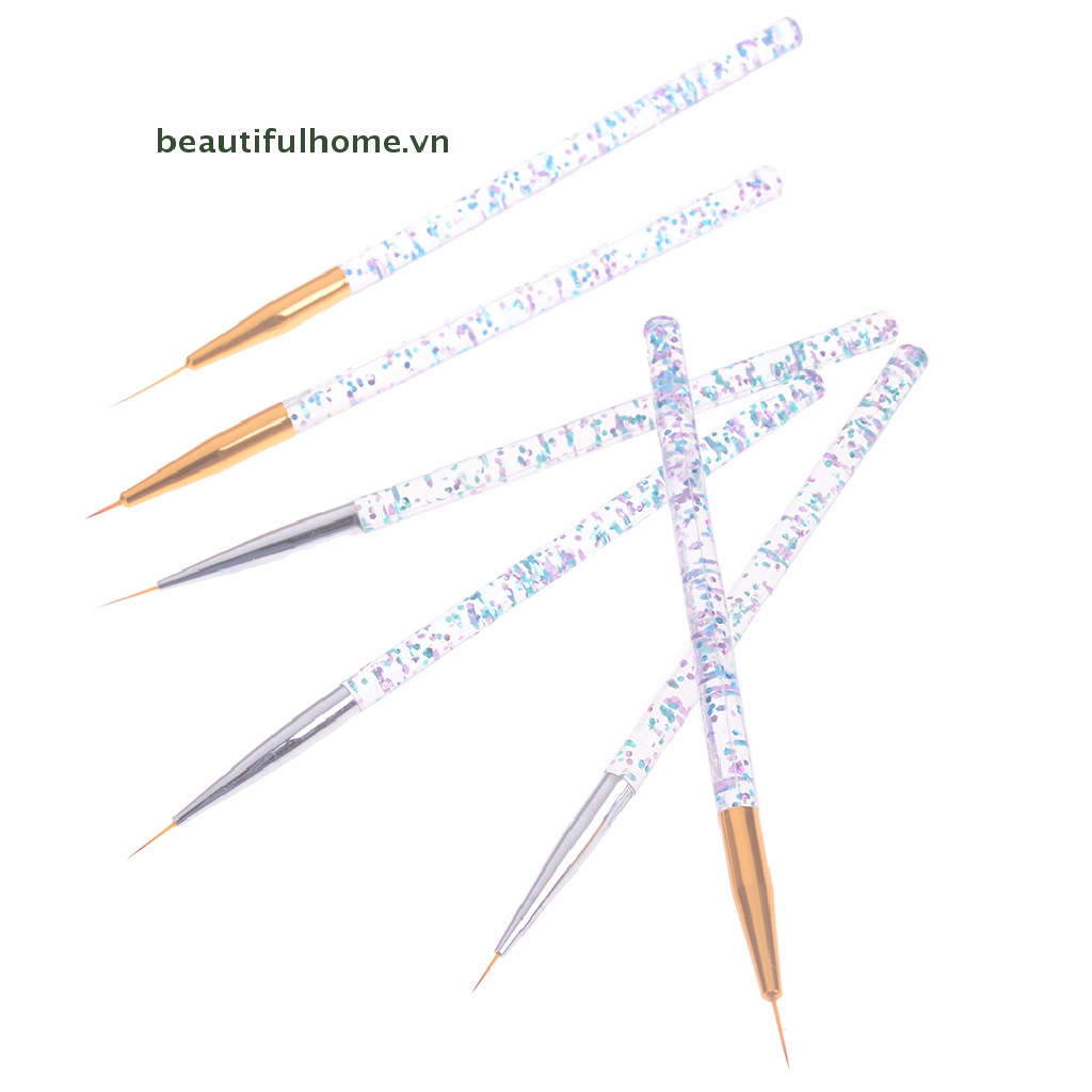 Bộ 3 Cọ Vẽ Móng Tay Nghệ Thuật Bằng Acrylic Kẻ Sọc Lưới Diy