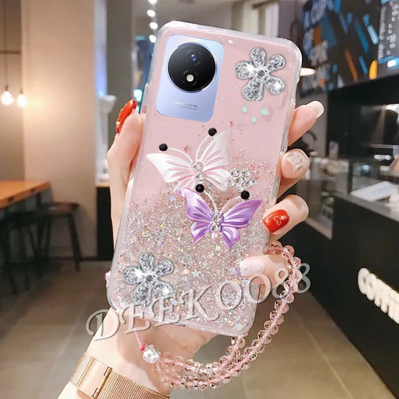 Ốp Điện Thoại Gel Kim Tuyến Hình Bướm Cho VIVO V25 Pro V25e Y02 Y02S Y16 Y22 Y22S Y30 Y35 Y55 Y55 + Y75 Y77 5G 4G