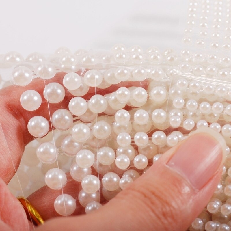 Miếng Dán Trang Trí Móng Tay Tự Dính Đính Hạt Ngọc Trai 3D 2023