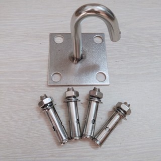 Combo 1 Móc treo quạt trần Inox đế nổi,  4 nở Inox 10x60