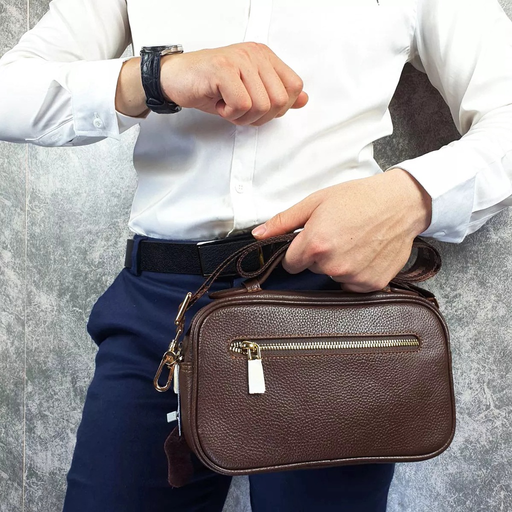 CLutch túi đeo chéo ngang da bò cao cấp