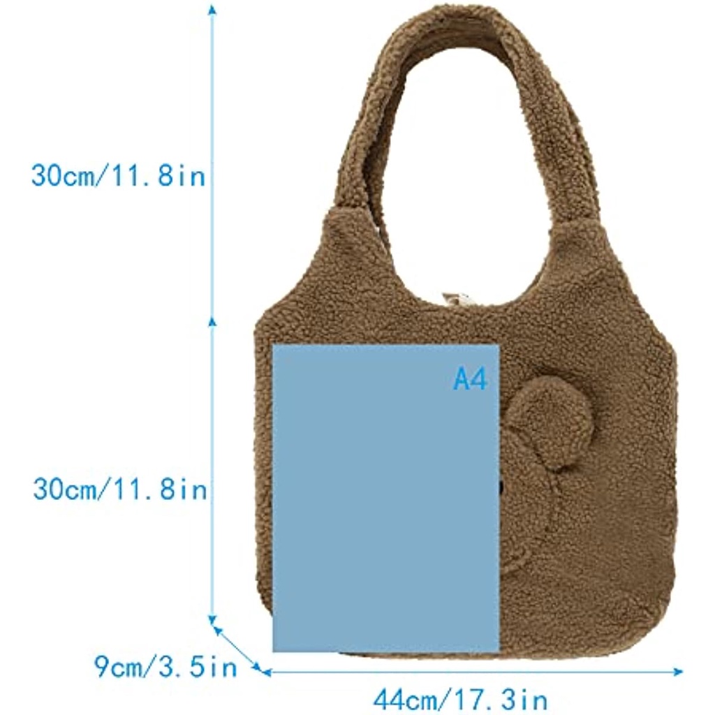 Túi Tote Đeo Vai Bằng Lông Nhân Tạo Hình Gấu Dễ Thương Thời Trang Mùa Đông Cho Nữ JP5