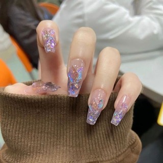Gắn đá thạch ánh tím form thang gắn móng úp - hoa linh nail box thiết kế thủ công 299