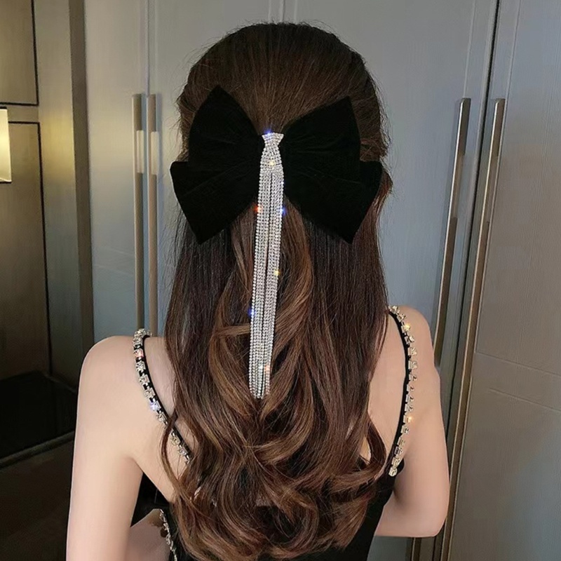 Kẹp Tóc Đuôi Ngựa Cỡ Lớn Đính Đá Hình Bướm Màu Bạc Thời Trang