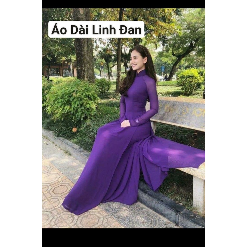 Áo dài 4 tà tím huế, đồng phục áo dài - Áo Dài Linh Đan