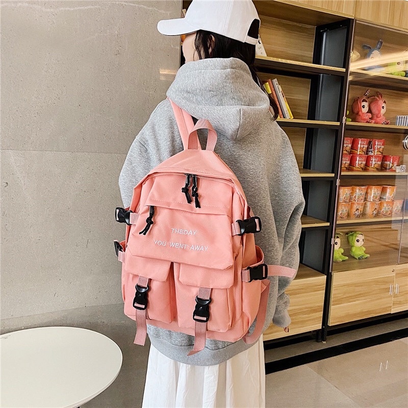 Balo nữ, cặp đi học nữ thời trang ☺😻giá rẻ đựng laptop đi chơi đẹp nhiều ngăn phong cách Hàn Quốc🇰🇷_thêu nắp_