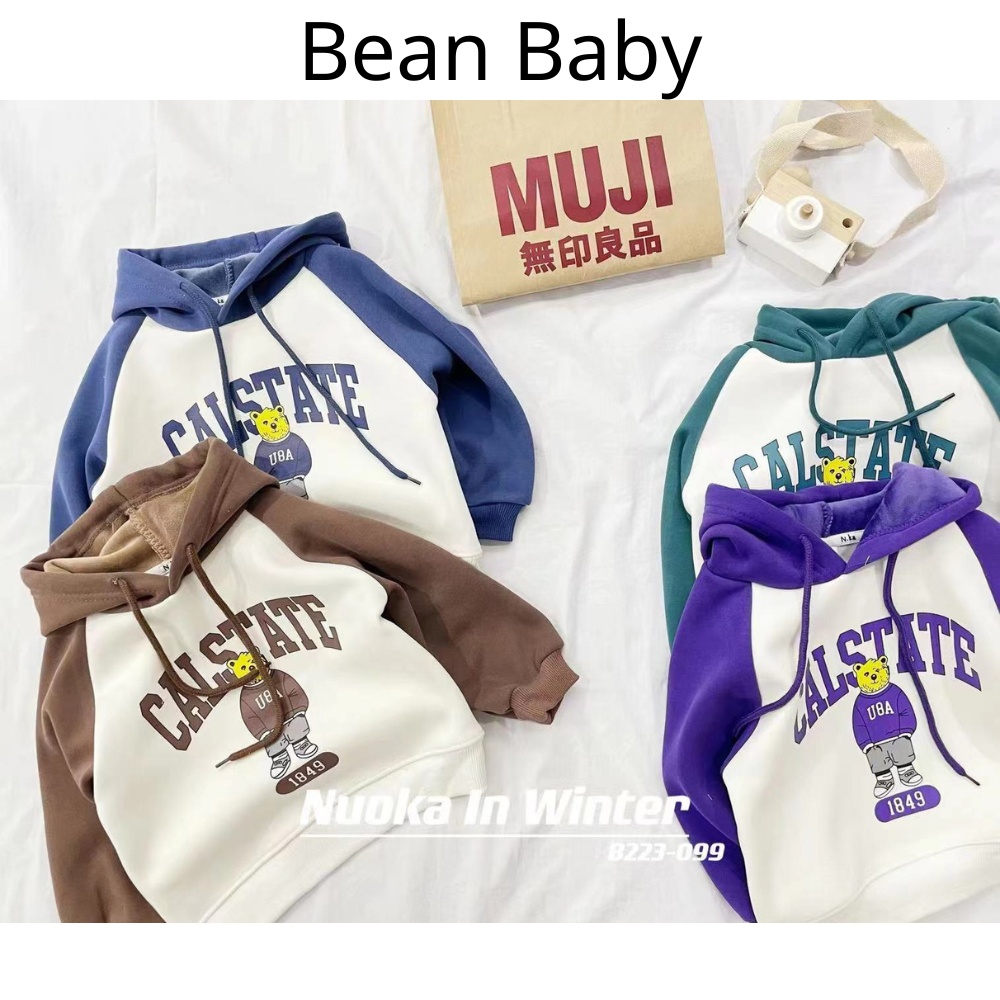 Áo hoodie cho bé trai bé gái chất cotton bên trong lót lớp nỉ nhung mịn dày ấm có mũ cho bé từ 8kg đến 20kg