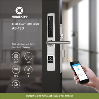 Khoá cửa vân tay điện tử thông minh HOMEKIT AB-13D kết nối app điện thoại TTLOCK chuyên dùng cho cửa nhôm kính, xingfa