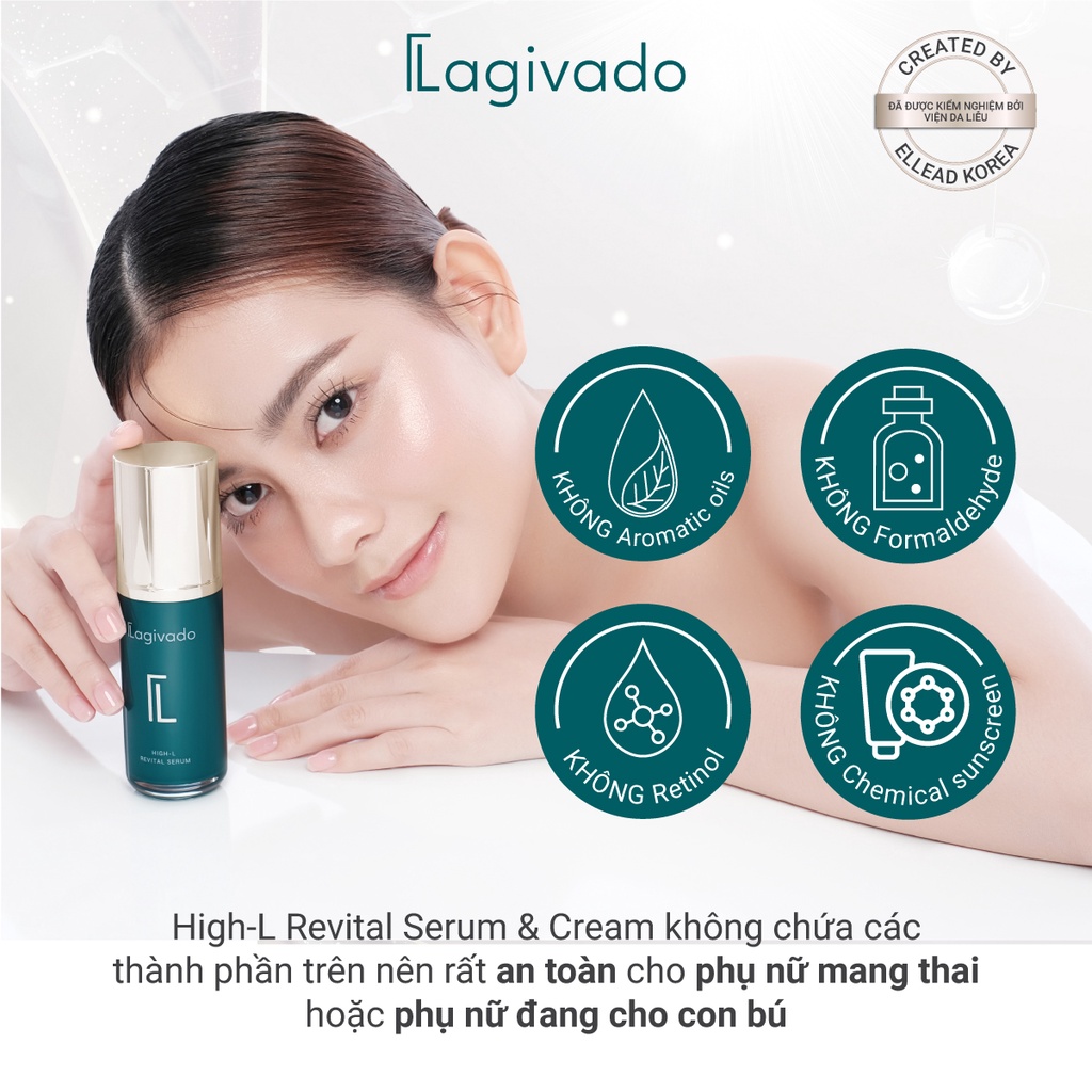 Serum dưỡng trắng da, chống lão hóa và căng mịn Lagivado High - L Revital - 50ml