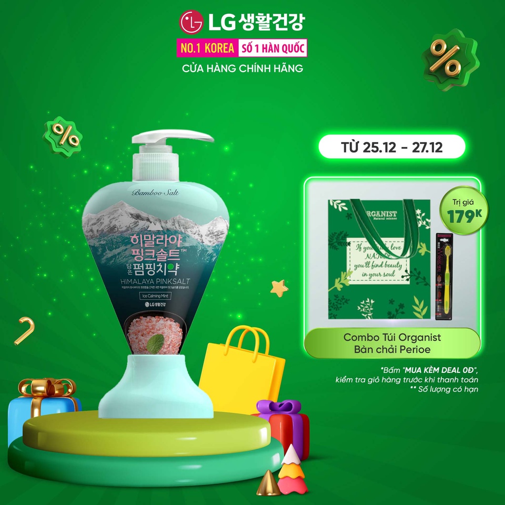 Kem đánh răng hương bạc hà mát lạnh chứa muối hồng Himalaya và muối tre Bamboo Salt Himalaya PinkSalt 285g