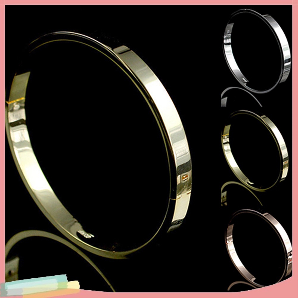 Vòng tay thép titan màu trơn kiểu dáng đơn giản cho nam và nữ