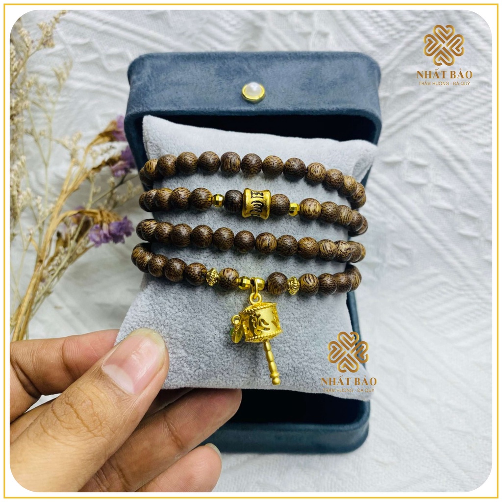 Vòng Tay Trầm Hương 108 Hạt - Mix Kinh Luân charm Omani - Nhất Bảo Phong Thủy