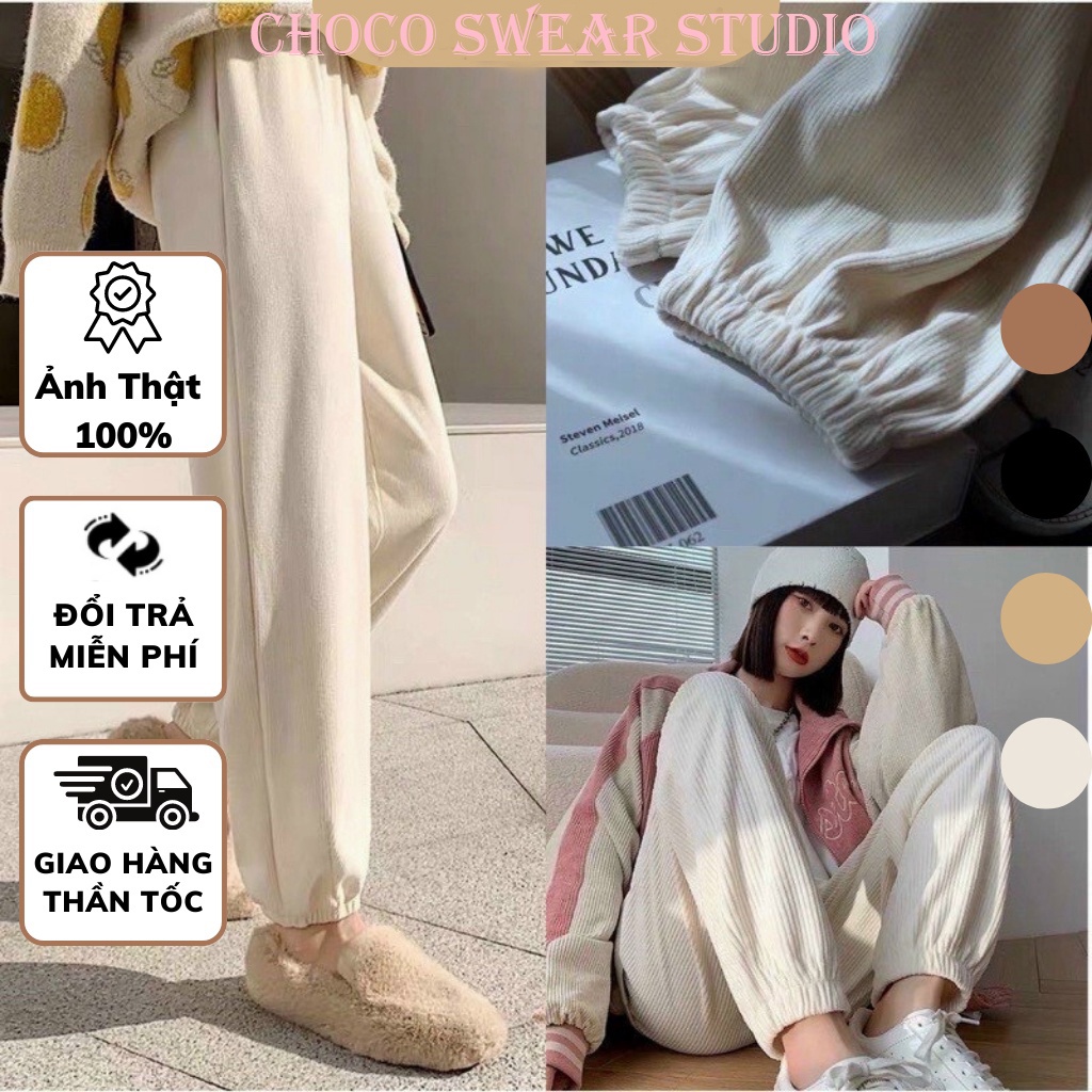 Quần Nỉ Nhung Tăm loại 1 phong cách Jogger bo gấu dày dặn thời trang CHOCO SWEAR QN01