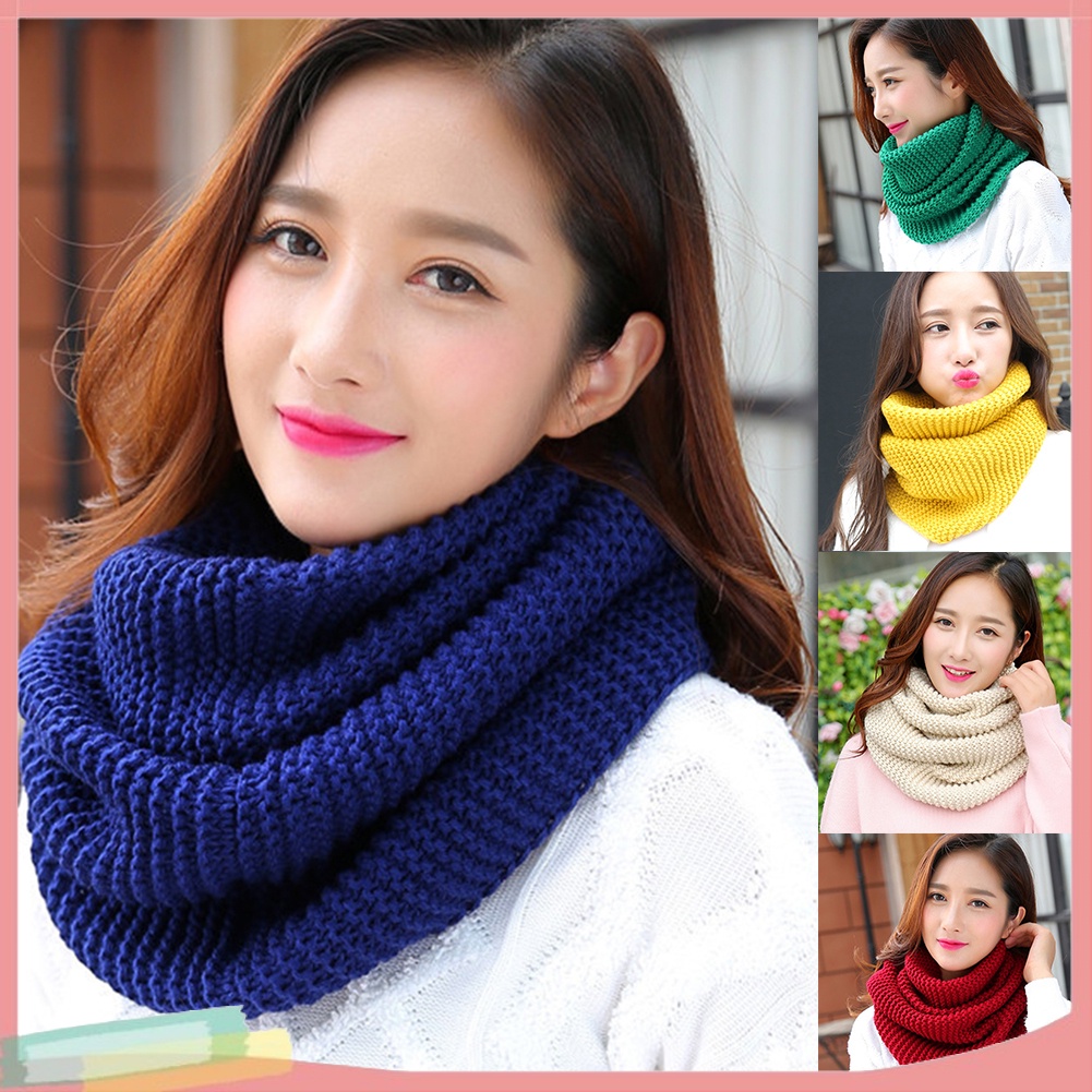 Khăn quàng cổ giữ ấm bằng len màu trơn cho nữ
