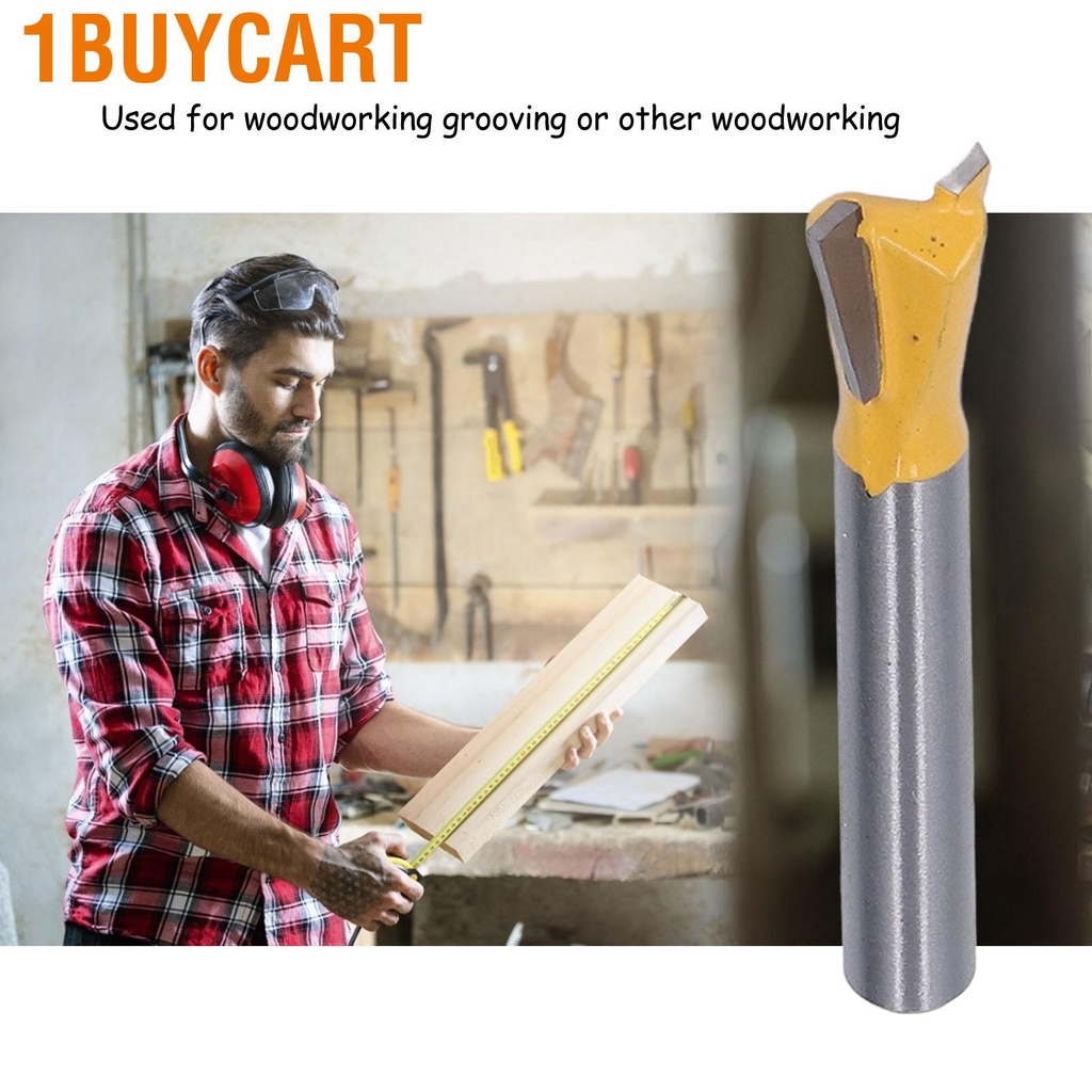 1buycart Dovetail Bit 6mm Shank Tungsten Alloy Carbide PTFE Coating Woodworking Router Milling Cutter Yellow