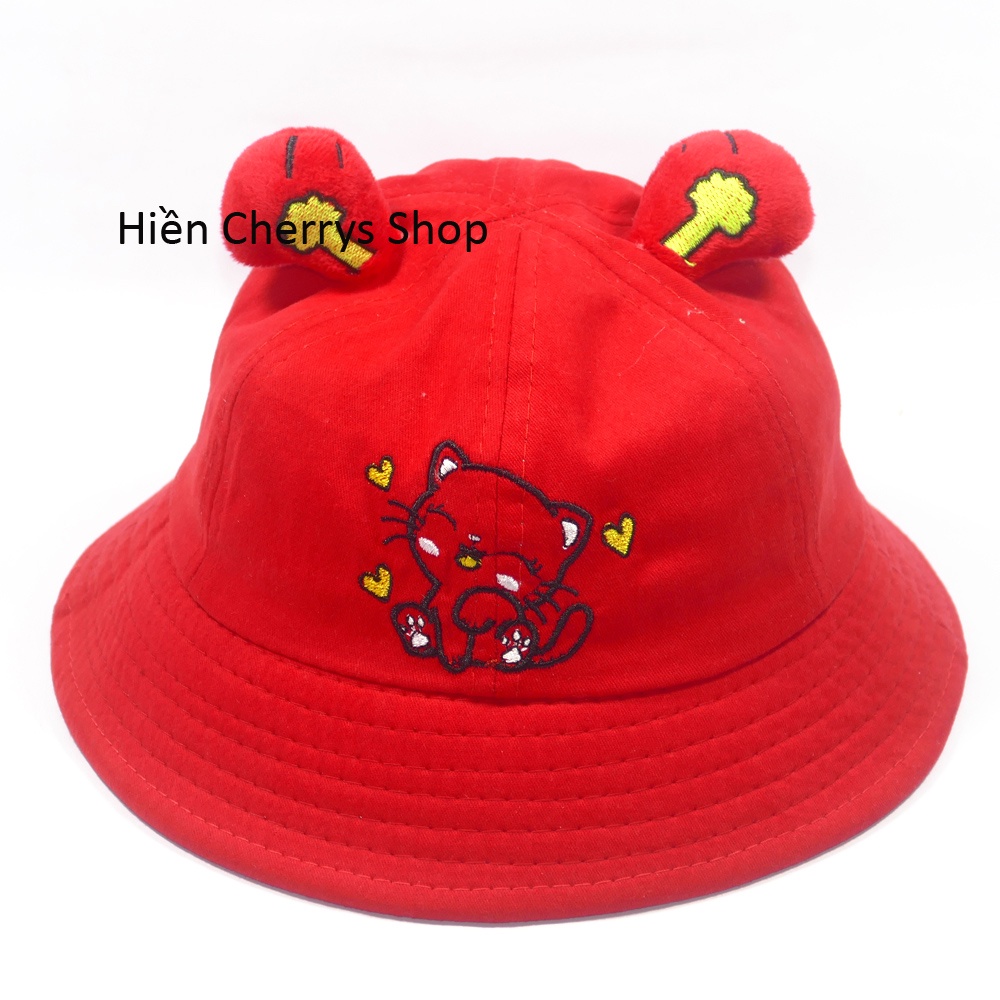 Nón bucket ,nón tai bèo trẻ em hình Con Mèo dễ thương - chât liệu vải nhung mềm mại tạo cảm giác cho bé.