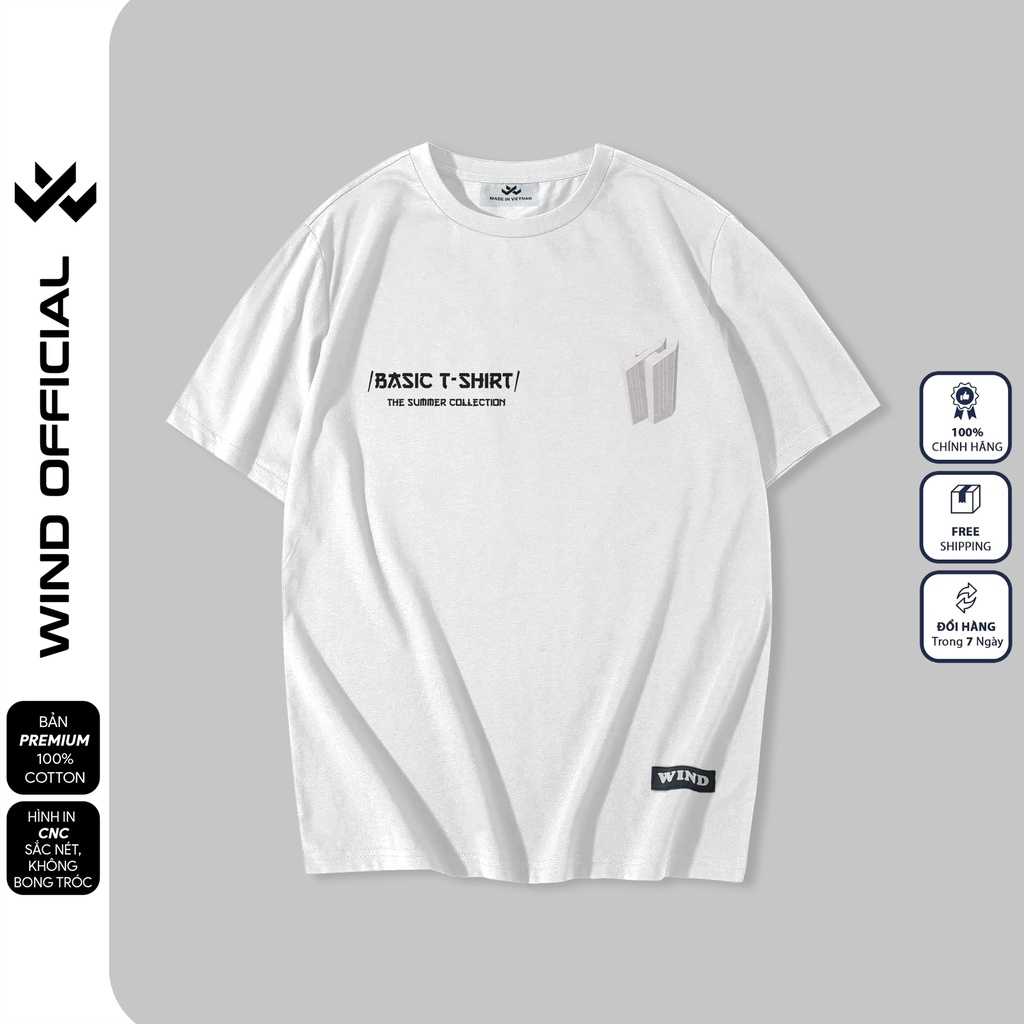 Áo thun tay lỡ unisex WIND phông form rộng 65% Cotton Tshirt nam nữ oversize ulzzang