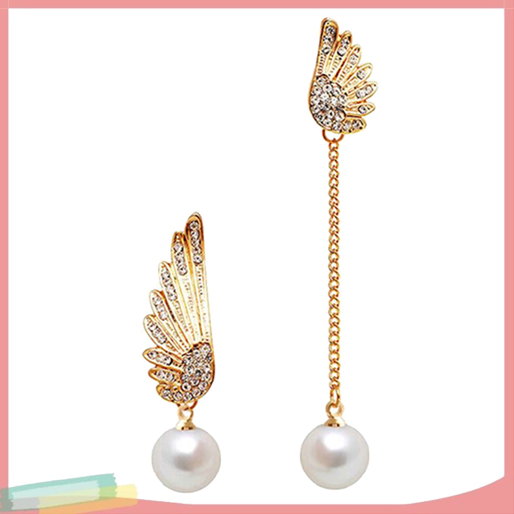 1 đôi khuyên tai hình đôi cánh đính kim cương giả thời trang cho nữ