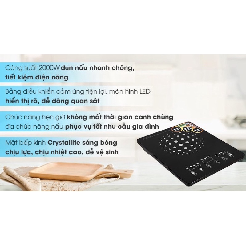 Bếp điện từ Kangaroo KG18IH1 và KG18IH2-trưng bày-Công suất vùng nấu:2000W Điện áp:220-240V~50/60HzKích thước vùng nấu:l
