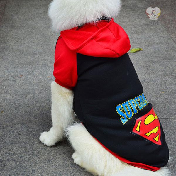 ÁO HOODIE SUPERMAN DÀNH CHO CHÓ LỚN VẢI DÀY DẶN, GIỮ ẤM TỐT