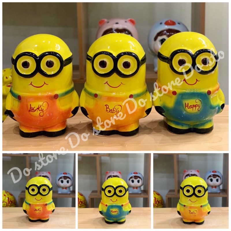 Lợn đất Bát Tràng, heo tiết kiệm hình minion đủ các cỡ, quà tặng yêu thích cho các bé