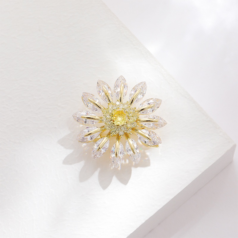 Ghim Cài Áo Hình Hoa Hướng Dương Đính Đá Zircon Thời Trang Cao Cấp
