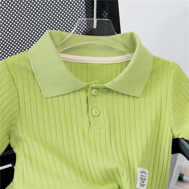 Set Áo Thun Polo + Quần Dài Ống Loe Thời Trang Cho Bé