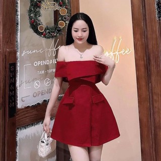 [Hỏa Tốc] Đầm Đỏ Trễ Vai Đi Tiệc Cao Cấp D04 (Kèm