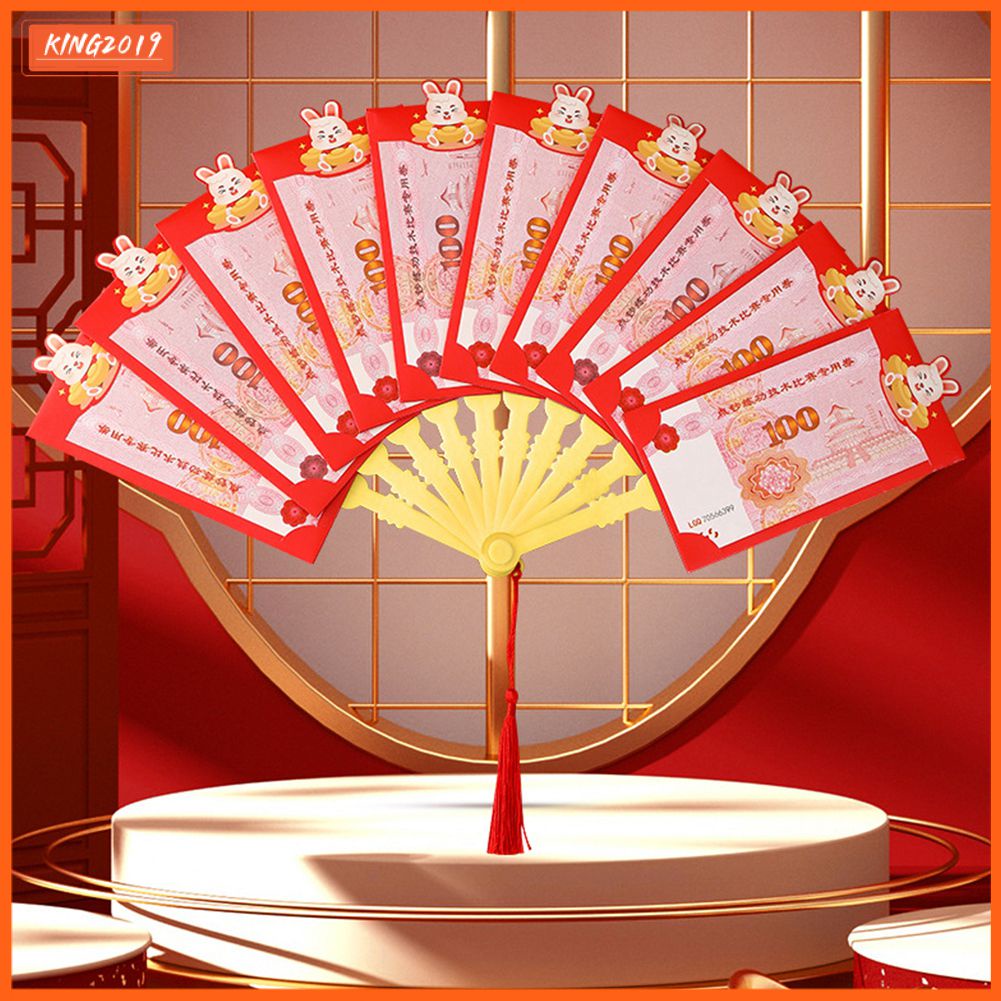 Cá Tuyết 2023 6/8/10 Thẻ Khe Hình Quạt Gấp Influencer Đỏ Gói Tin Gấp Ốp Lưng Đỏ Thỏ Tiền Túi Tiền To Đỏ Gói Tin Trung Quốc Quà Tặng Năm Mới