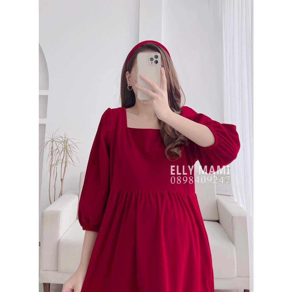 ( 40kg - 85kg ) [ Tặng Mấn Nhung ] Đầm Bầu , Suông Nhung Form Dễ Mặc Thoải Mái Suốt Thai Kì &amp; Sau Sinh Thiết Kế Cao Cấp