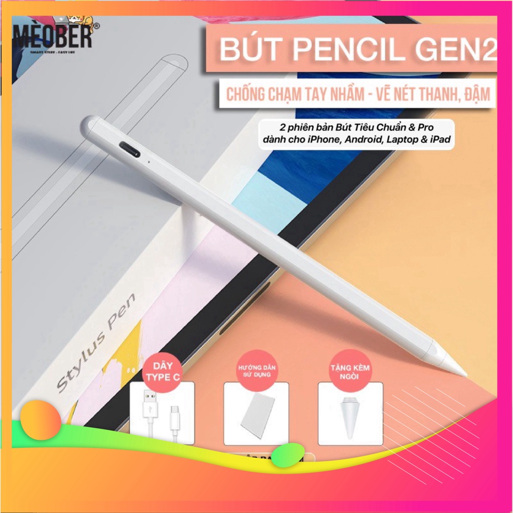 XẢ KHO NGHỈ TẾT Bút cảm ứng Stylus Pencil Gen 2 - Chống chạm nhầm, vẽ nét thanh đậm, ghi chú dành cho iPad Pro 11, 12.9,