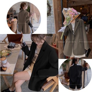 Ảnh thật áo blazer nữ form suông rộng xẻ sau áo khoác vest nữ
