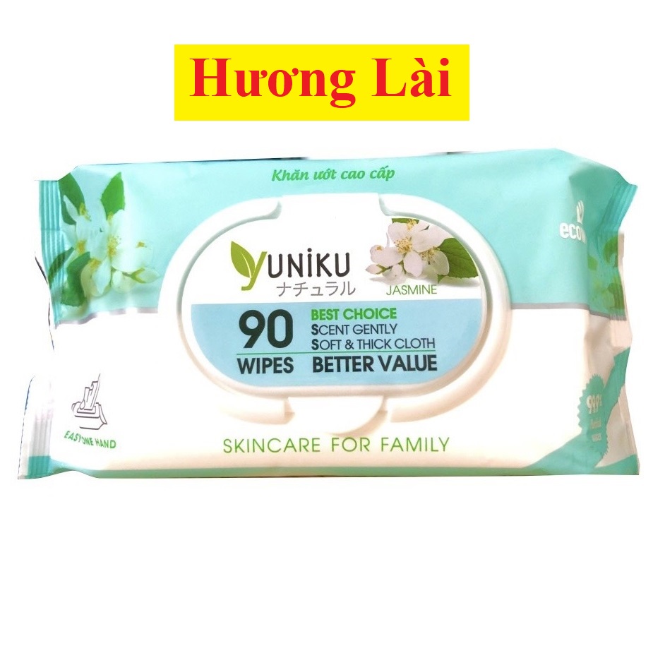 1 GÓI 90 MIẾNG KHĂN GIẤY ƯỚT YUNIKU hương Lài / hương Phấn / không mùi hương - HÀNG CHÍNH HÃNG CAO CẤP chuyên dùng cho b