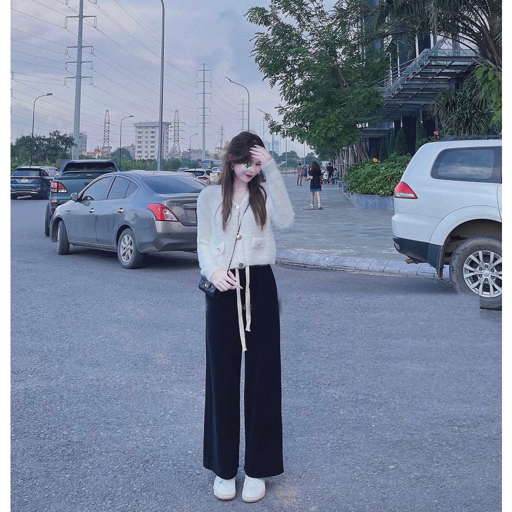 [ORYK462] QUẦN ỐNG SUÔNG NỮ LƯNG THUN PHỐI DÂY LAI CUỐN CHẤT VẢI TỔ ONG CÁ TÍNH MÀU KEM ĐEN SIÊU HOT HIT HADIVN