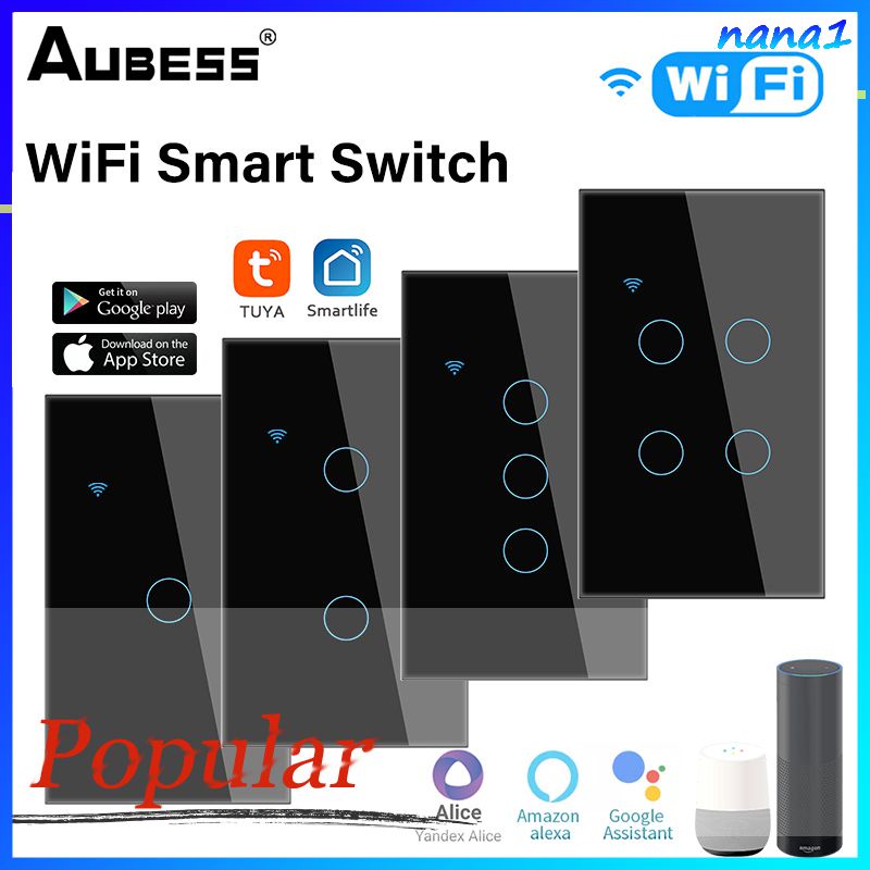Công TắC ChạM ĐèN Thông Minh Wifi 1 / 2 / 3 / 4 Hỗ Trợ Alexa Google KèM Phụ KiệN