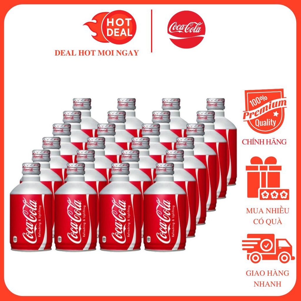 Thùng 24 Chai Coca Nhật Nhôm Lùn Nắp Vặn 330ML - Sản xuất riêng cho thị trường nội địa Nhật Bản