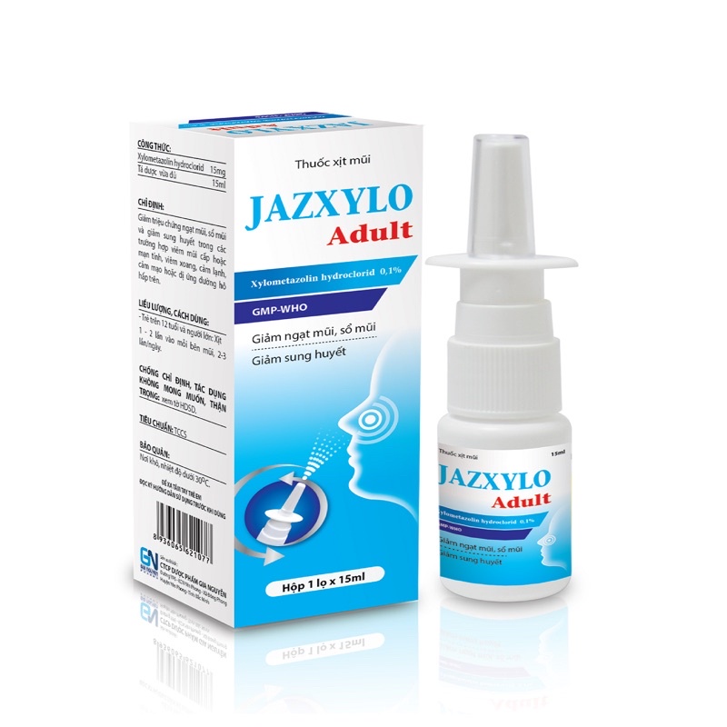 Nhỏ xịt mũi Jazxylo   Giảm nghẹt mũi, sổ mũi, Giảm sung huyết